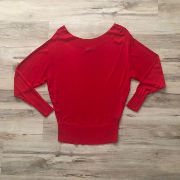 Zara Knit Bright Red Long Sleeve Top - Picture 2 of 9